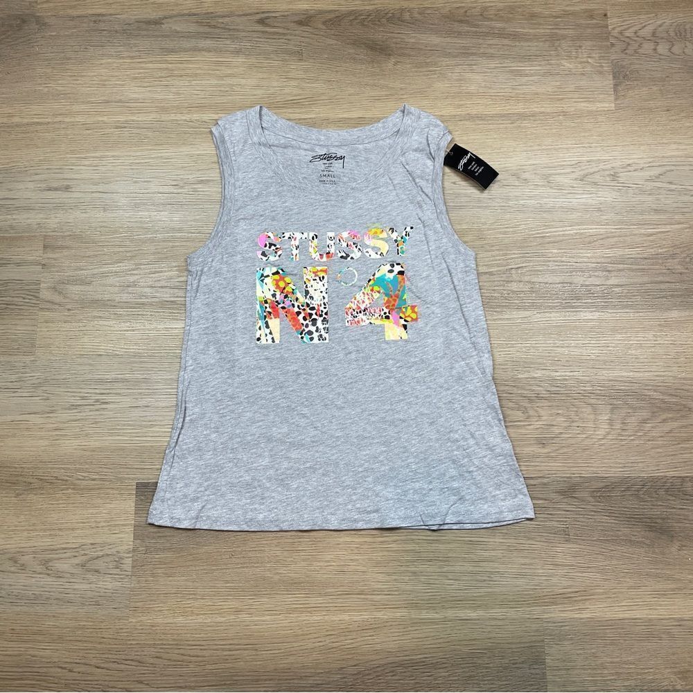 Stussy Tank Top women’s size S gray colorful.